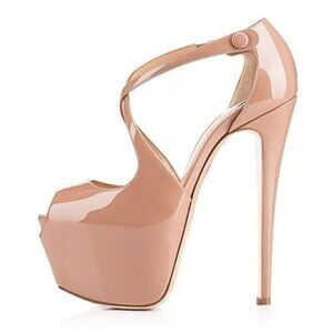 Women's Platform Stilettos Sandals with Cross Strap, Criss cross heels